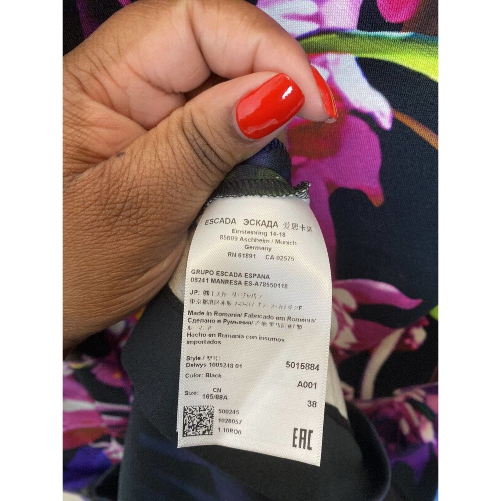 ESCADA Floral Botanical Print Cap-Sleeve Sheath Dress size 38 US Medium - Picture 5 of 7